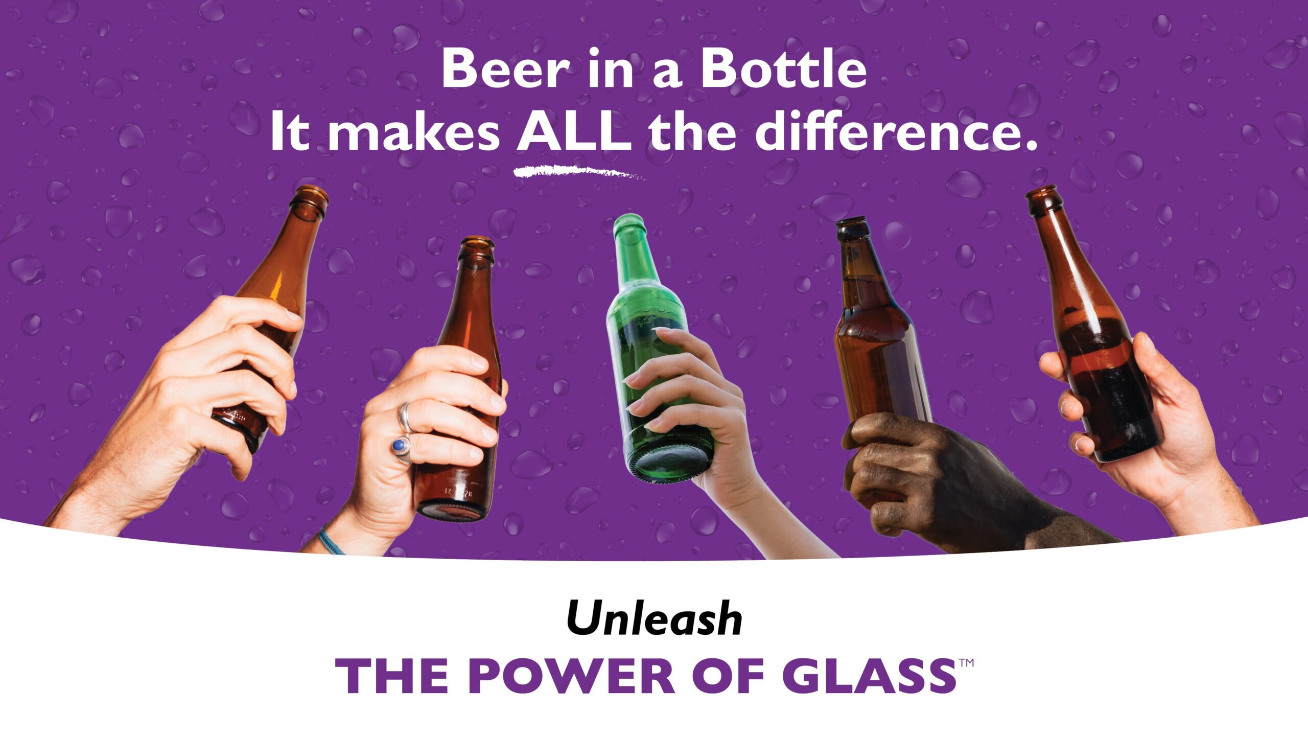 Hands toast with glass beer bottles